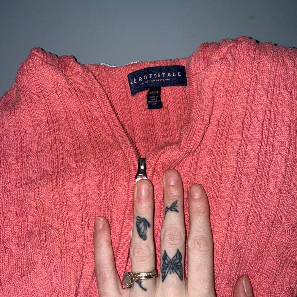 Aeropostale Women's Pink and Orange Jumper